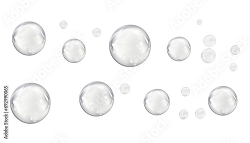 white bubbles isolated on transparent background cutout