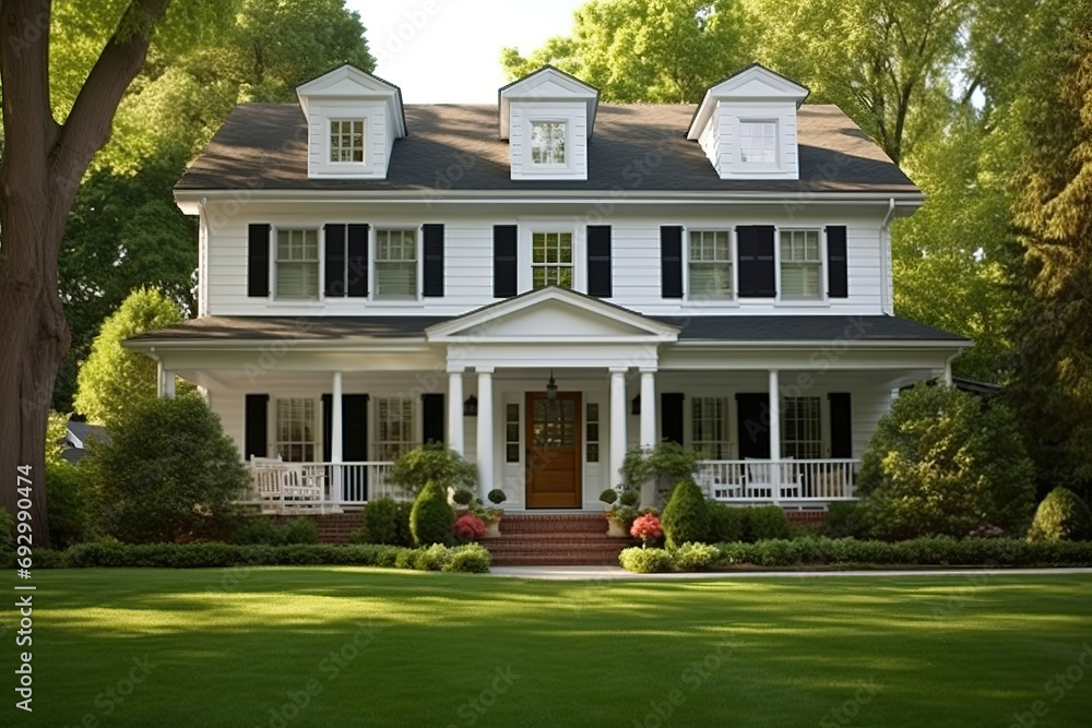 Obraz na płótnie Colonial style American house. American classic home and house designs. w salonie