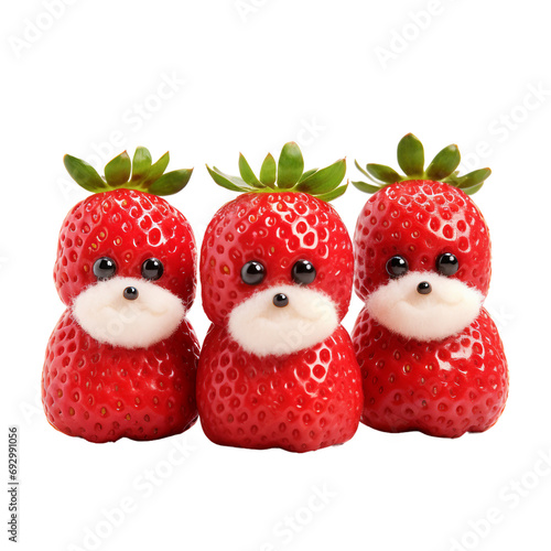 Mini Strawberry Santas on White on a transparent background