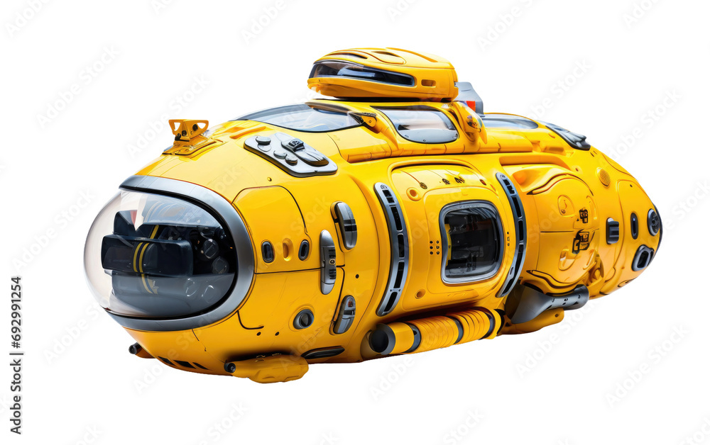 Underwater Yellow Drone Submarine Defense on a White or Clear Surface PNG Transparent Background