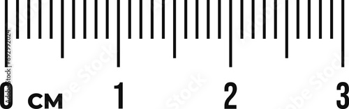 Ruler scale 3 cm. Centimeter scale for measuring