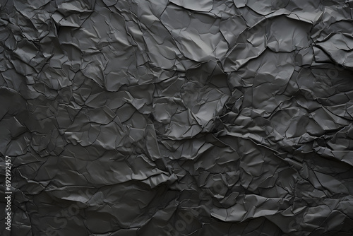 Peeled crumpled black poster paper texture background Isolated on white background. generative AI. photo