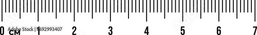 Ruler scale 7 cm. Centimeter scale for measuring