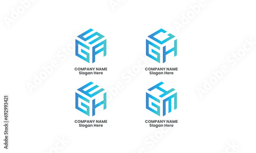  Vector letter logo, Branding identity bundle corporate logo design, Gradient letter logo.