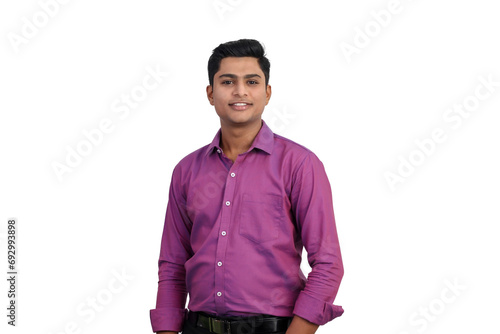 Studio portrait of handsome indian man in purple shirt. © Me&Art
