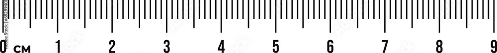 Ruler scale 9 cm. Centimeter scale for measuring Ruler scale 9 cm. Centimeter scale for measuring