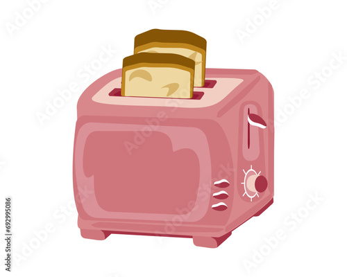 Electric toaster. Kitchen appliances for toasting flat pieces of bread. Vector illustration