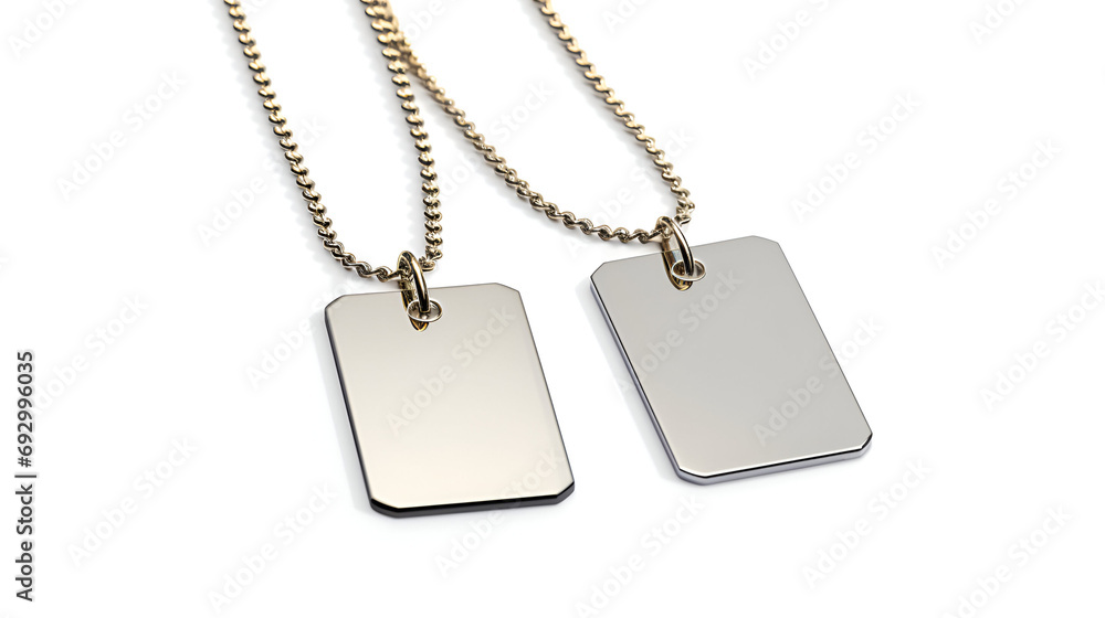 Fototapeta premium Military ID Tags on Pure White Background - High Resolution
