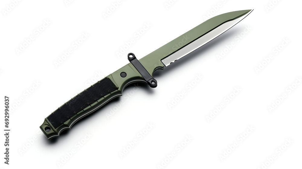 Obraz premium Sharp Military Tactical Knife Isolated on Clean White Background for Advertising Projects