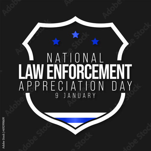 Law enforcement appreciation day (LEAD) is observed every year on January 9, to thank and show support to our local law enforcement officers who protect and serve. vector illustration