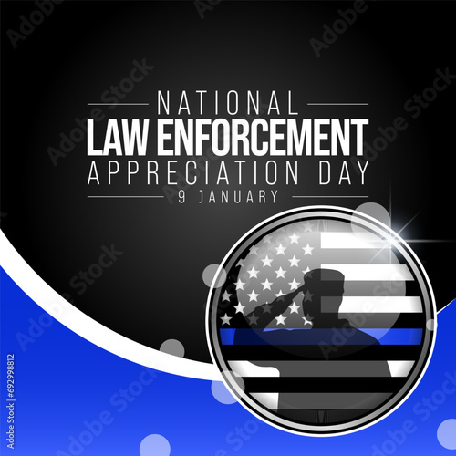 Law enforcement appreciation day (LEAD) is observed every year on January 9, to thank and show support to our local law enforcement officers who protect and serve. vector illustration