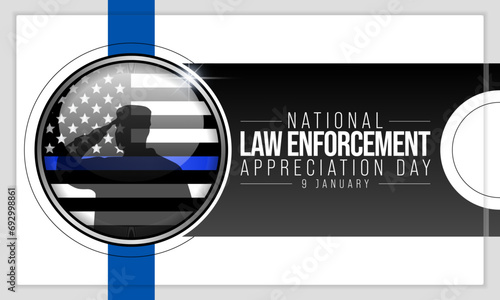 Law enforcement appreciation day (LEAD) is observed every year on January 9, to thank and show support to our local law enforcement officers who protect and serve. vector illustration