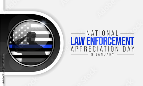 Law enforcement appreciation day (LEAD) is observed every year on January 9, to thank and show support to our local law enforcement officers who protect and serve. vector illustration