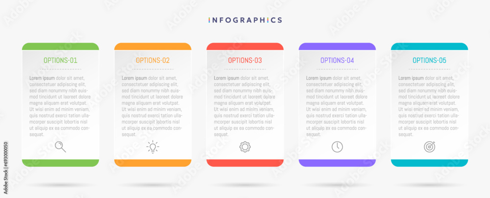 Modern business infographic template with 5 options or steps icons - obrazy, fototapety, plakaty 