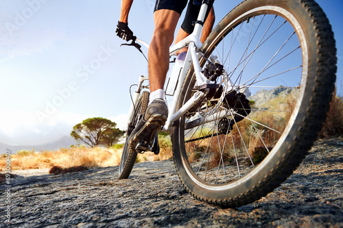 Extreme mountain bike sport athlete man riding outdoors lifestyle trail © ehab