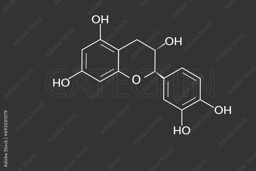 Catechin molecular skeletal chemical formula Catechin molecular skeletal chemical formula
