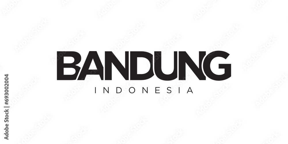 Bandung in the Indonesia emblem. The design features a geometric style, vector illustration with bold typography in a modern font. The graphic slogan lettering. Bandung in the Indonesia emblem. The design features a geometric style, vector illustration with bold typography in a modern font. The graphic slogan lettering.