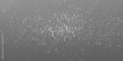 White scattering of small particles of sugar crystals, flying salt, top view of baking flour. White powder, powdered sugar explosion isolated on transparent light background. Vector illustration. photo