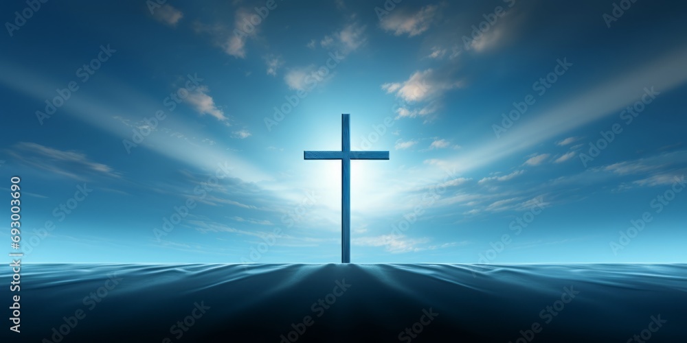 Cross in the clouds, Banner, AI generated Cross in the clouds, Banner, AI generated
