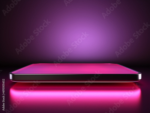 background mock up blank with empty area for object photography in minimalistic modern interior with neon lighting for product photography for advertising and graphic design © elementalicious