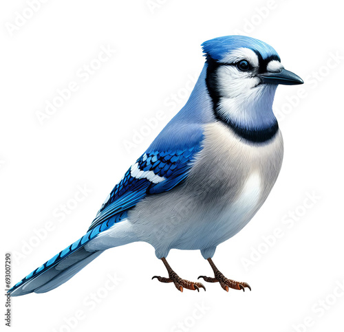 A Blue Jay standing on a flat surface isolated on a transparent background