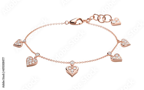 Rose Gold Charm Anklet On Isolated Background