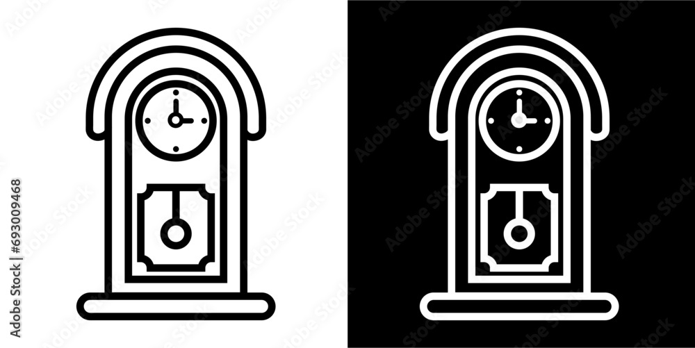 Clock, time, furniture Icon. Black icon. Black line logo Clock, time, furniture Icon. Black icon. Black line logo