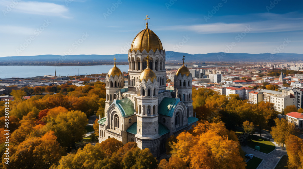 The Cathedral of the Assumption in Varna Aerial view - obrazy, fototapety, plakaty 