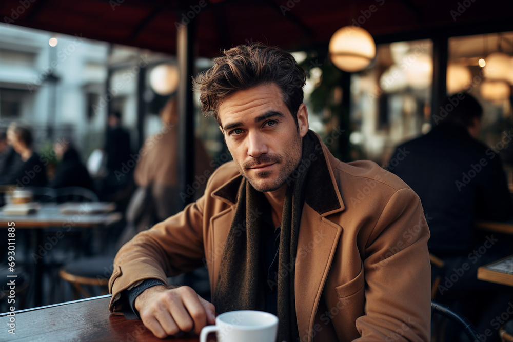 Generative AI portrait of young person sitting dreamy in aroma cafeteria enjoying morning coffee Generative AI portrait of young person sitting dreamy in aroma cafeteria enjoying morning coffee
