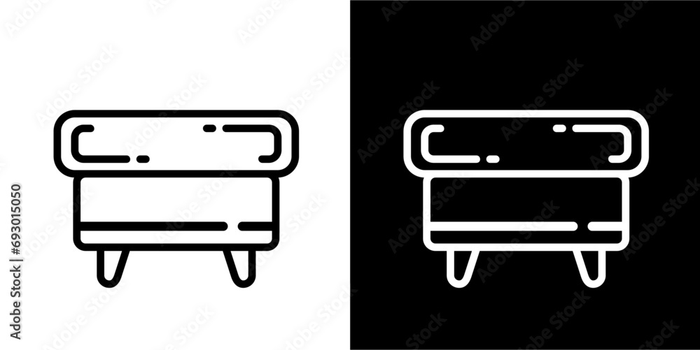Ottoman, seat, furniture Icon. Black icon. Black line logo Ottoman, seat, furniture Icon. Black icon. Black line logo