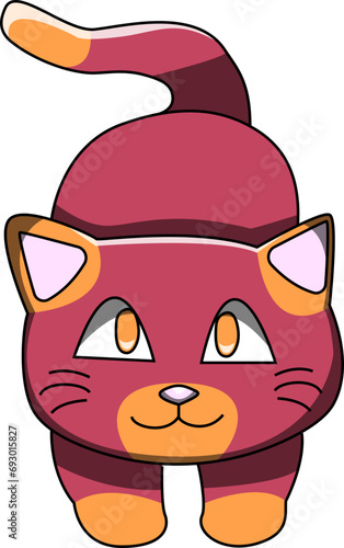 Red Cat Begging Cute Vector Illustration