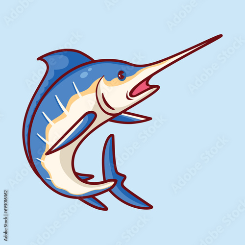 Blue marlin fish mascot character illustration