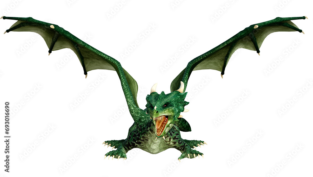 Fototapeta premium 3D Rendering Fairy Tale Dragon on White