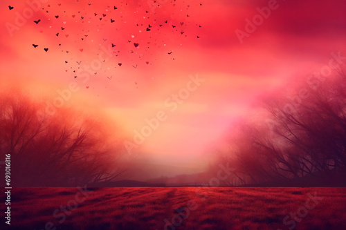 Abstract romantic background, postcard for February 14, Valentine's Day