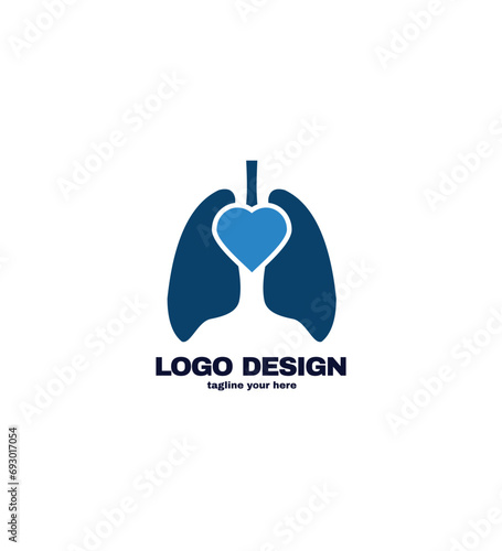 Human lungs with heart icon