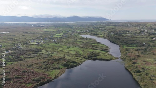 Aerial view of Lough Fad by Portnoo in County Donegal. photo