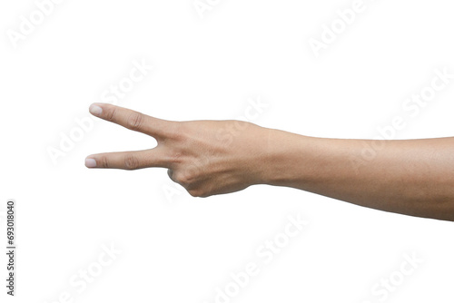 Man's hands isolated on white background, making a gesture, PNG