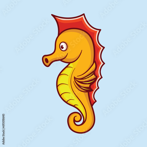 Cute seahorse mascot character illustration