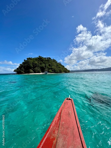 View of amazing beaches of El nido, Philippines, from a traditonal boat called Bangka. High quality photo