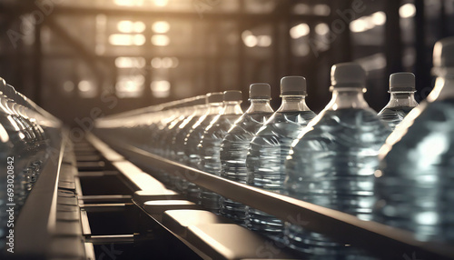 bottiglie acqua plastica catena produzione  photo