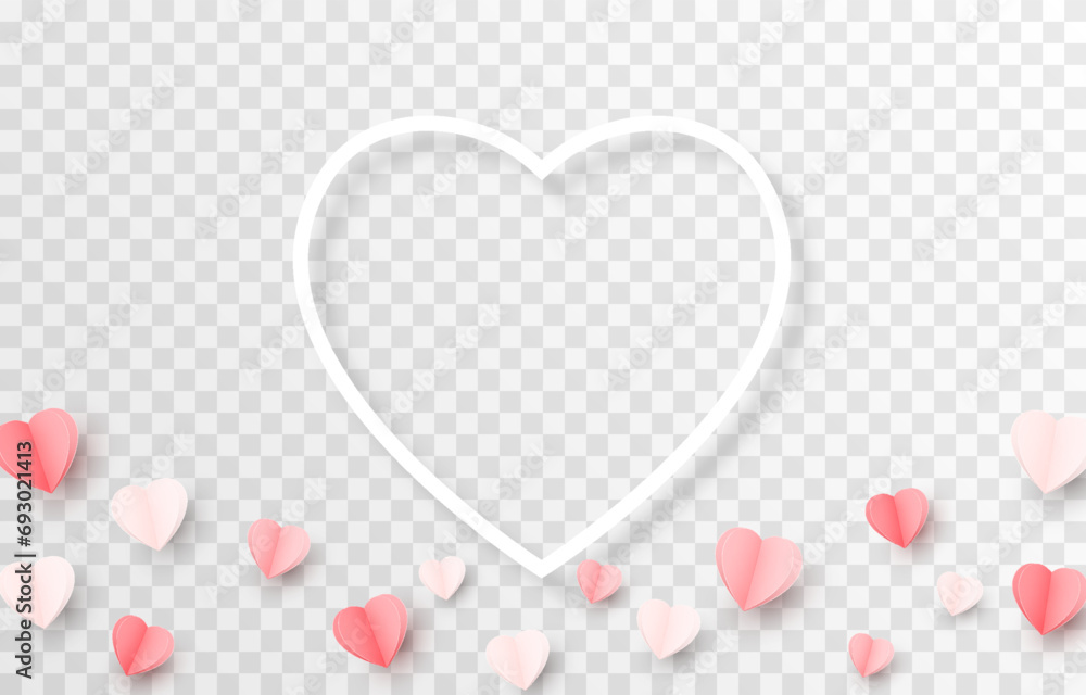 Paper hearts png. Paper confetti in the shape of a heart for Valentine's Day. Paper decorations, elements, png. Mothers Day. March 8