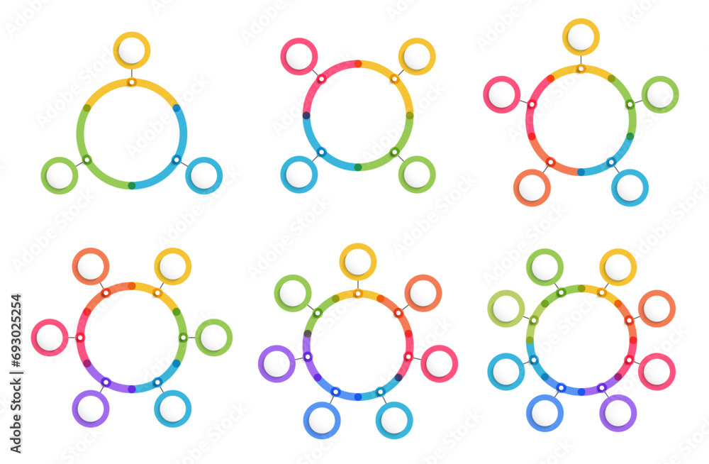 Set of six blank circle diagram templates, business infographics, vector eps10 illustration