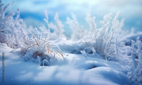 Winter background of snow and frost with free space for your decoration. generated by ai