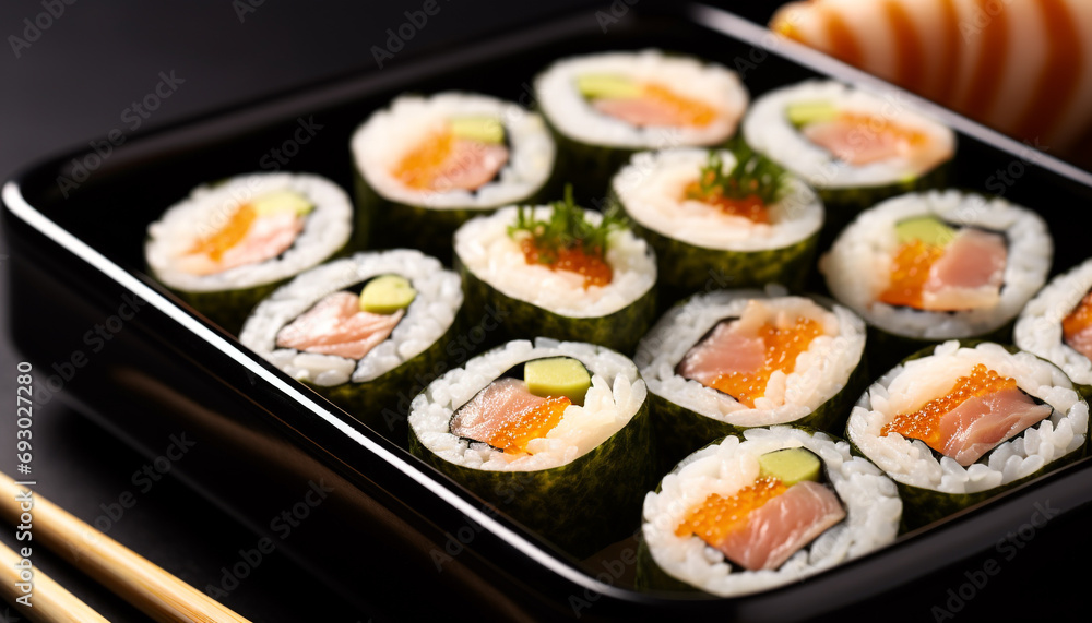 Freshness and cultures rolled up on a plate generated by AI Freshness and cultures rolled up on a plate generated by AI