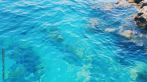 Blue ripped sea water as swimming pool. Crystal