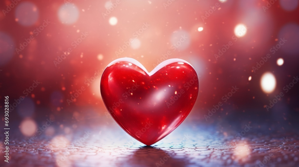 Red heart on shiny background Red heart on shiny background