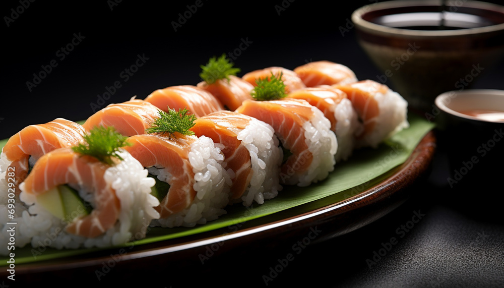 Freshness and flavor in a Japanese seafood meal generated by AI Freshness and flavor in a Japanese seafood meal generated by AI