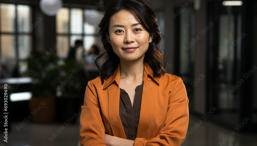 Smiling businesswoman looking at camera with confidence generated by AI Smiling businesswoman looking at camera with confidence generated by AI