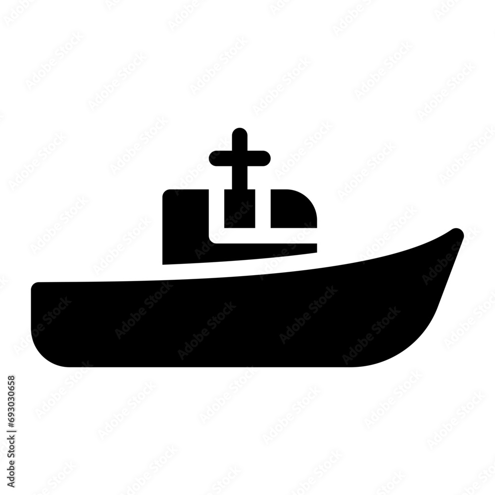 fishing boat glyph icon