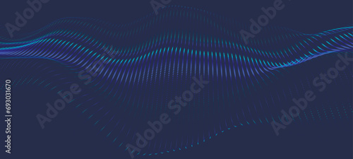 Abstract digital particle wave. Futuristic dot wave. Dynamic wave of luminous dots. Futuristic background for presentation design. Technology background vector. Vector illustration